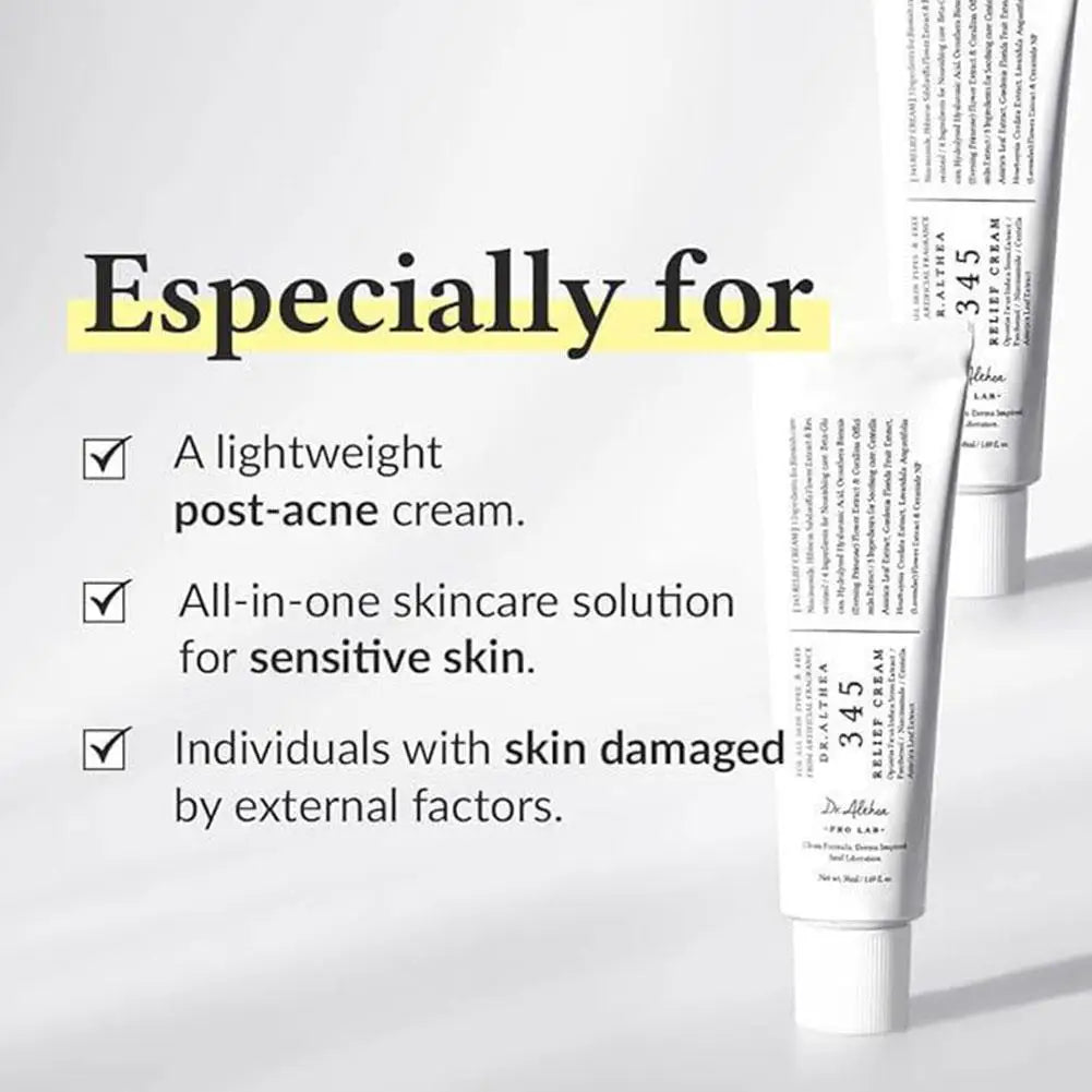 345 Relief Cream Korean Dr.Althea Antioxidant Relief Cream  Soothing Hydrating Repair Clean Acne For Oily Skin Care