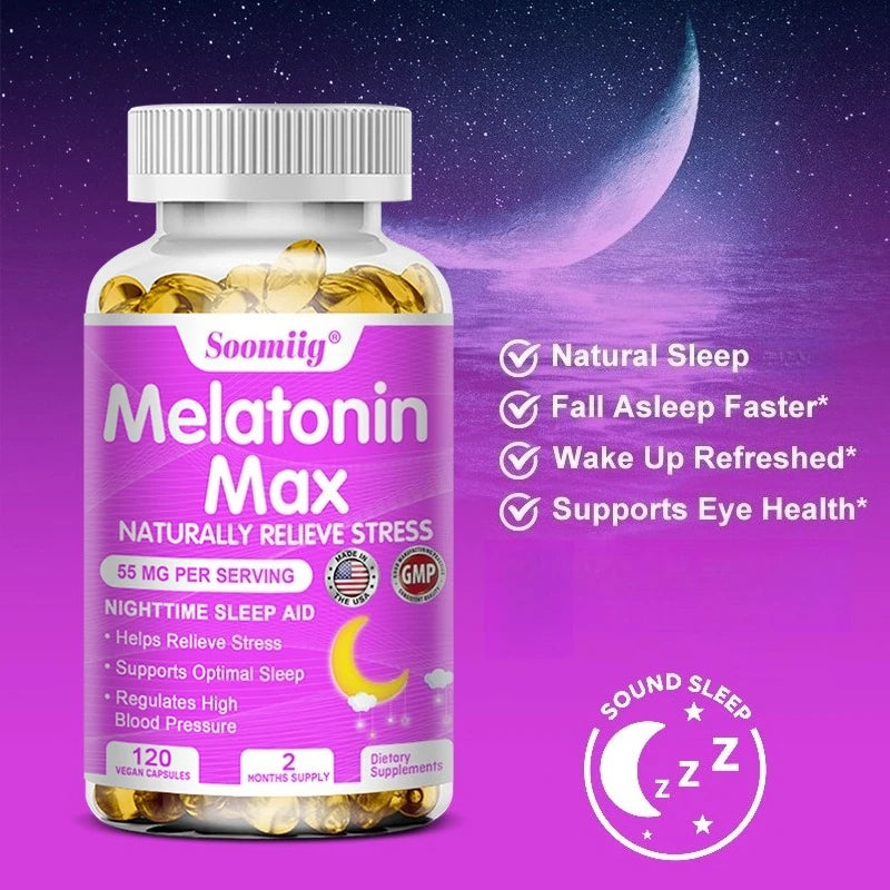 Melatonin 55mg - with MSM, Zinc, Vitamin D3 & B6, Fall Asleep Faster, Stay Asleep Longer, Easy To Take, Vegan Non-GMO Supplement