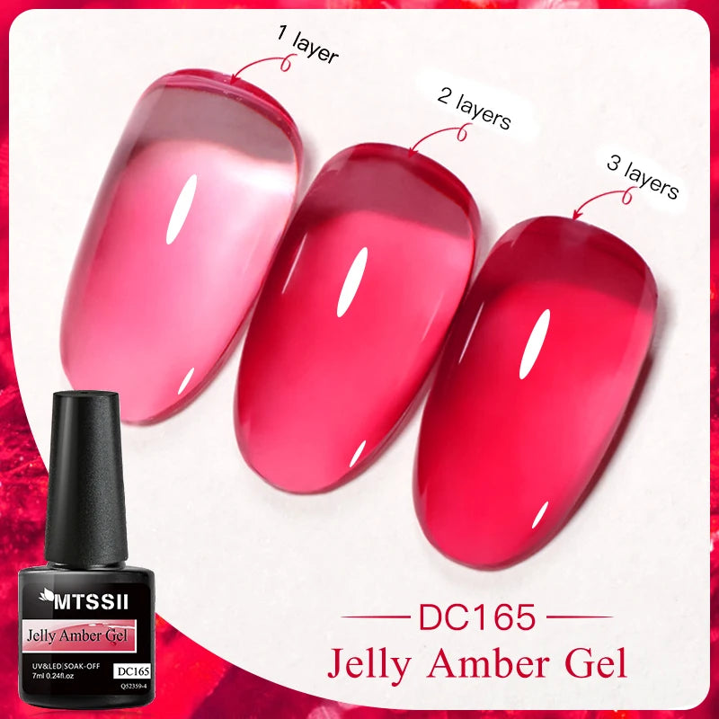 7ML Jelly Gel Nail Polish Black Crystal Translucent Dull Color Nail Art Gel Semi Permanent Varnish Soak Off UV LED Gel Polish
