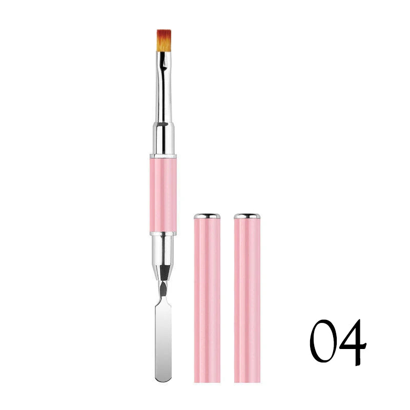 1PC Dual Ended Nail Art Painting Brush Acrylic UV Gel Extension Builder Handle Pattern Coating Drawing Pen DIY Manicure Tools