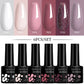 LILYCUE 6Pcs/Set Red Nude Glitter Gel Nail Polish Gorgeous Full Coverage Soak Off UV Gel Nail Art Base Top Coat Gel Polish Kits
