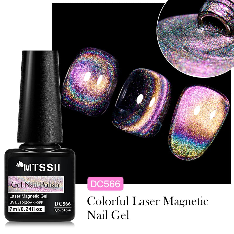 7ml Sparkling Glass Bead Cat Magnetic Gel Nail Polish Flash Black Spar Red Color Semi Permanent Soak Off UV Summer Gel Varnish