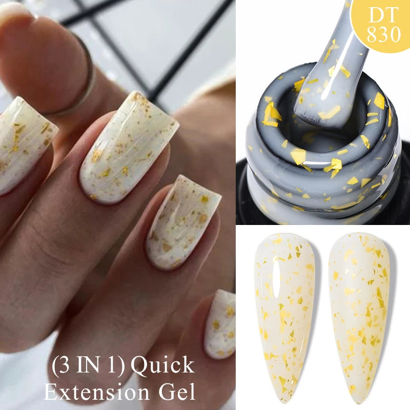 MEET ACROSS 7ml Rubber Base Gel Glitter Nude Pink White 2 In 1 Gel Nail Polish Nail Art Varnish For Nails Winter Autumn Manicure