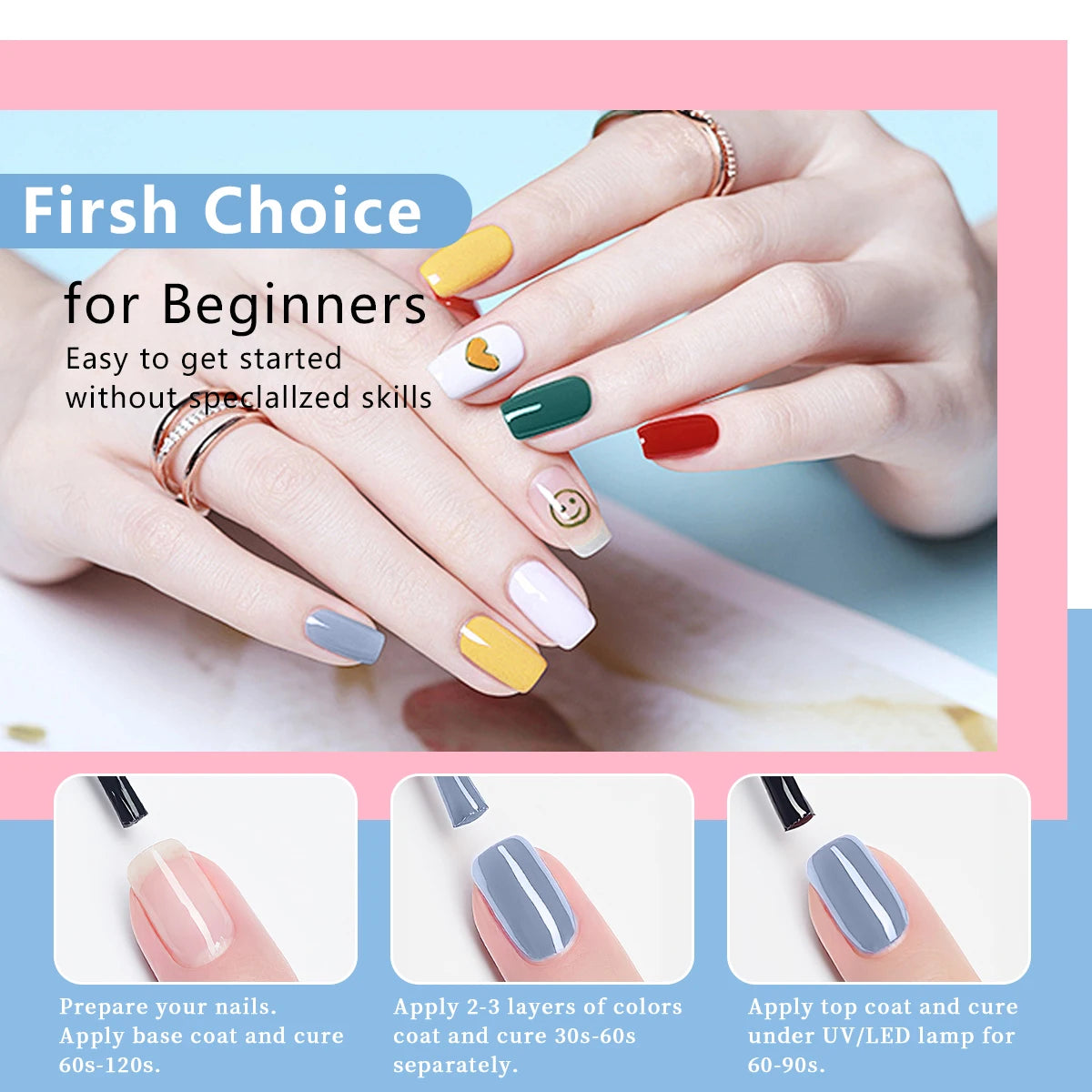 Color Block Series | Glossy Nails 0.24 oz Trendy Candy Foam Gel Semi-Permanent Nail Art Drip LED Nail Salon DIY Nail Art Gel Sea