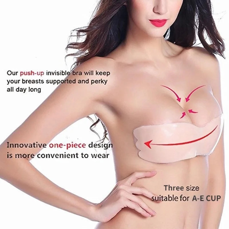 Invisible Push Up Bra Women Backless Strapless Seamless Bra Self Adhesive Silicone Reusable Sticky Breast Lift Up Bras Underwear