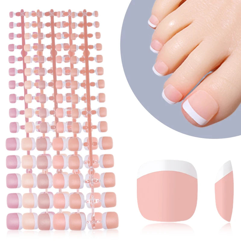 Nailpop 150Pcs Toe Nail Tips Short French Tip Press On Toenails Pink Soft Gel Toe Nail Tips Soak Off Fake Toe Nail Extensions