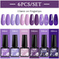 Mtssii 6PCS/Set Sparkly Nude Pink Gel Nail Polish Glitter Semi Permanent Nail Art LED UV Soak Off Gel Varnish Nail Supplies