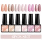Mtssii 6PCS/Set Sparkly Nude Pink Gel Nail Polish Glitter Semi Permanent Nail Art LED UV Soak Off Gel Varnish Nail Supplies