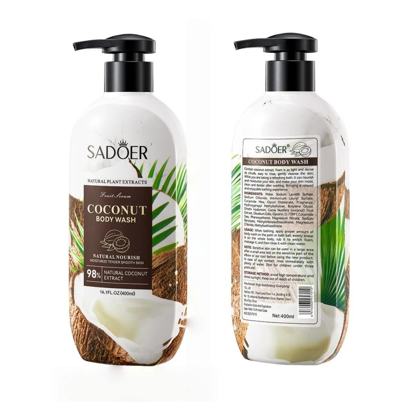 400ml Mild Coconut Shower Gel, Rich in Coconut Extract, Coconutamide Mea and Other Ingredients, with a Rich Coconut Scent, Long-Lasting Fragrance after Use, Light Foam Like a Cloud, Both Dense and Delicate, It Can Moisturize