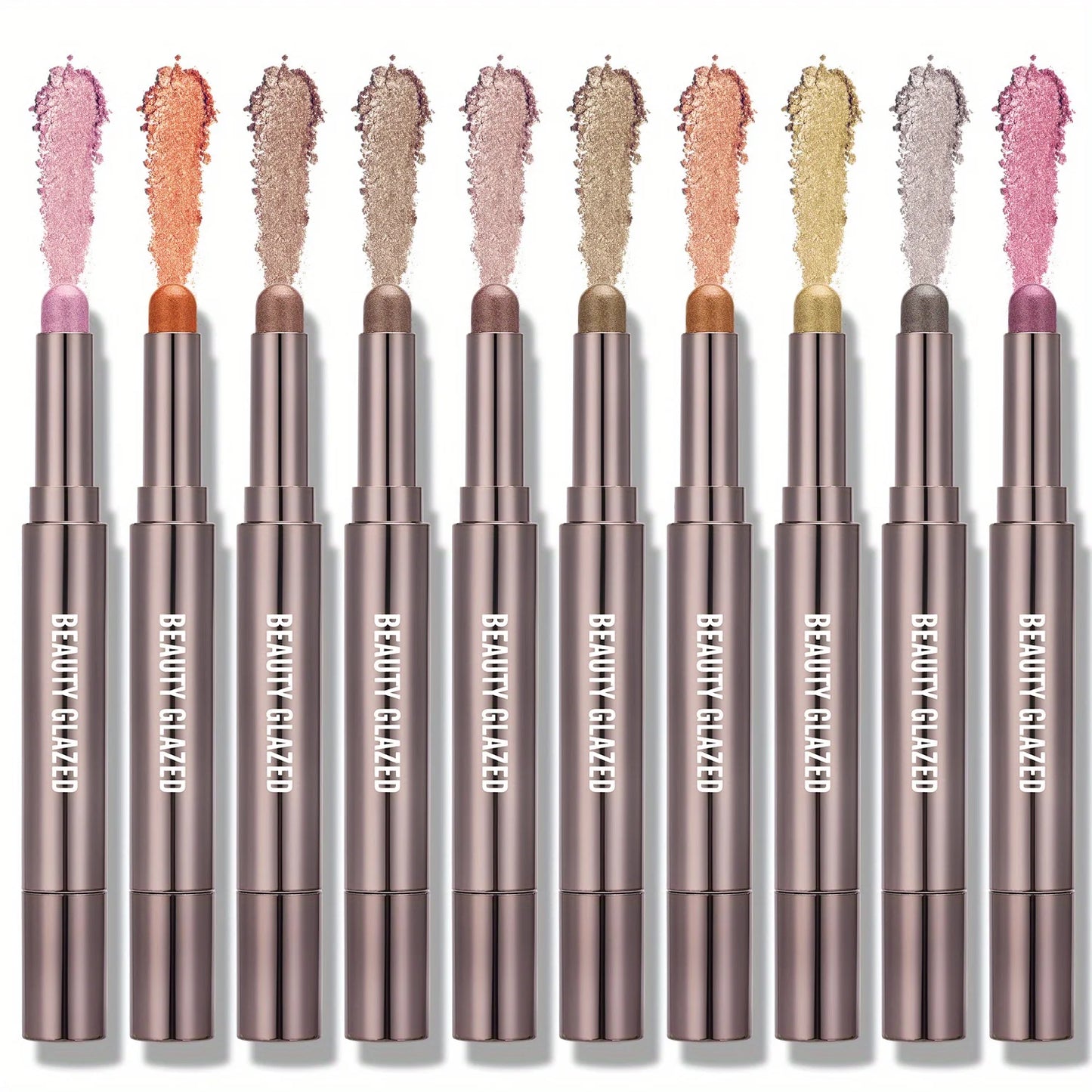 BEAUTY GLAZED 10 Colors Eyeshadow Stick Long-lasting Waterproof Eyeshadow Pen with Double Head Brush Matte and Shimmer Shade