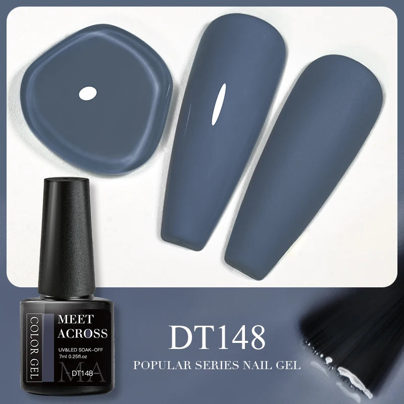 MEET ACROSS 7ml 140 Colors Glitter Gel Nail Polish Fluorescent Laser Semi Permanent Soak Off Nail Art UV Gel Varnish Manicure