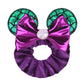 Disney Mouse Ears Velvet Scrunchies Hairband Women Elastic Ponytail Holder Girls Sequin Bow 2023 Kids Party DIY Hair Accessories