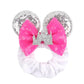 Disney Mouse Ears Velvet Scrunchies Hairband Women Elastic Ponytail Holder Girls Sequin Bow 2023 Kids Party DIY Hair Accessories