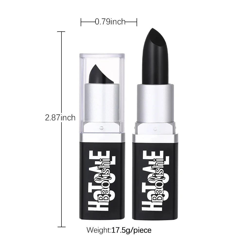 BAOLISHI Black Lipstick Matte Pearlescent Double Texture Dark Lipstick Halloween Creative Cos Personalized Lip Makeup