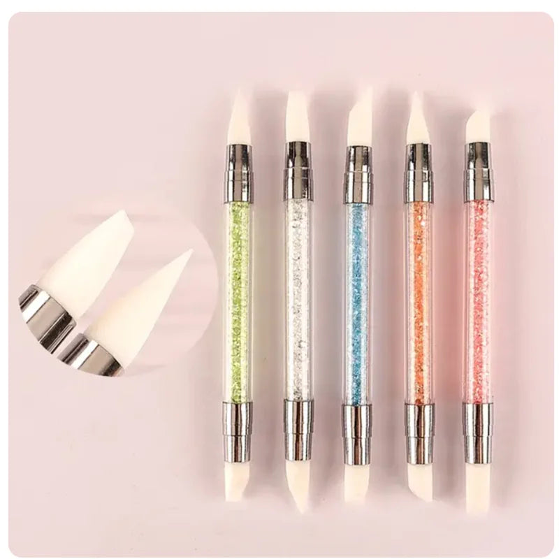 Nail Art Pen Double Head Silicone Flower Sculpting Pen Adjustable Glue Stick Embossing Pen Nail Art Brush Every Home Tool