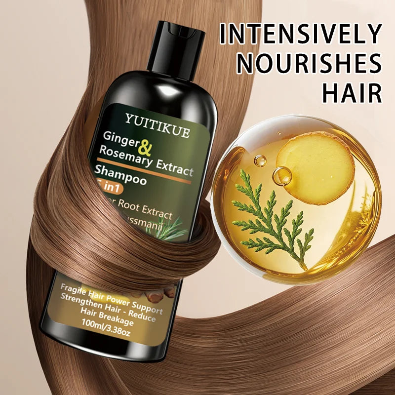 Ginger & Rosemary Shampoo 5 in 1, Strengthen Fragile Hair & Reduce Breakage, with Keratin & Argan Oil, 100ml