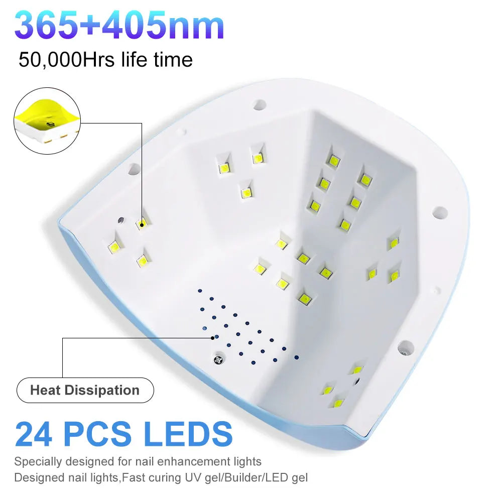 UV LED Nail Lamp Professional Gel Polishing Nail Light 24 LED Nail Art Quick Dryer for Nail Gel Curing Nail Salon Tool