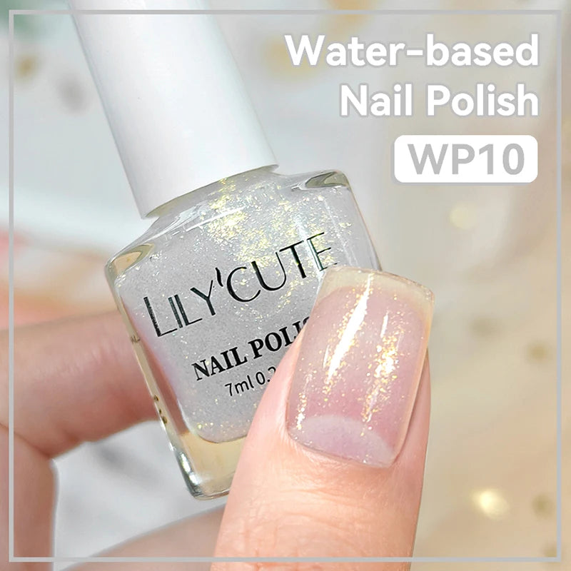 LILYCUTE 7ml Water-Based Glitter Nail Polish Long Lasting Quick Drying No Need of Lamp to Cure Nail Supplies For Nail Manicure