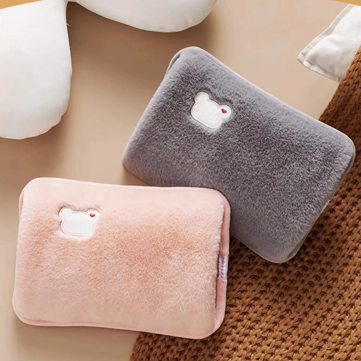 Soft Plush Electric Hot Water Bottle Charging with EU/US/AU Plug for Winter Warmth and Pain Relief Winter Women's Gifts