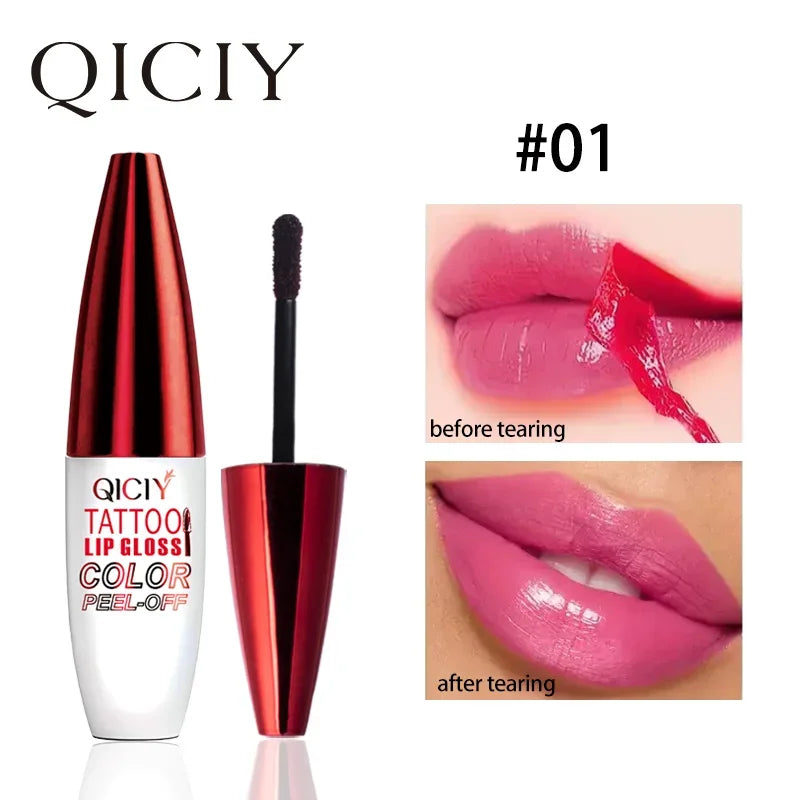 Peel Off Lip Gloss Matte Outline Contour Tattoo Lip Stain Waterproof Transfer Resistant Tear Off Natural Rose Pink Lip Tint