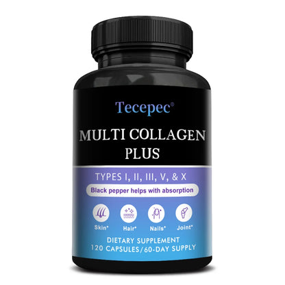 Multi-pack Collagen Supplement for Men and Women Types I, II, III, V and X Collagen for Healthy Hair, Nails, Skin and Joints