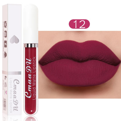 CmaaDu 1 Pcs Matte Lip Gloss Liquid Lipstick- Lip Stains with Long-Lasting Waterproof,  Adult Age Range, Red Tones Easy to Color