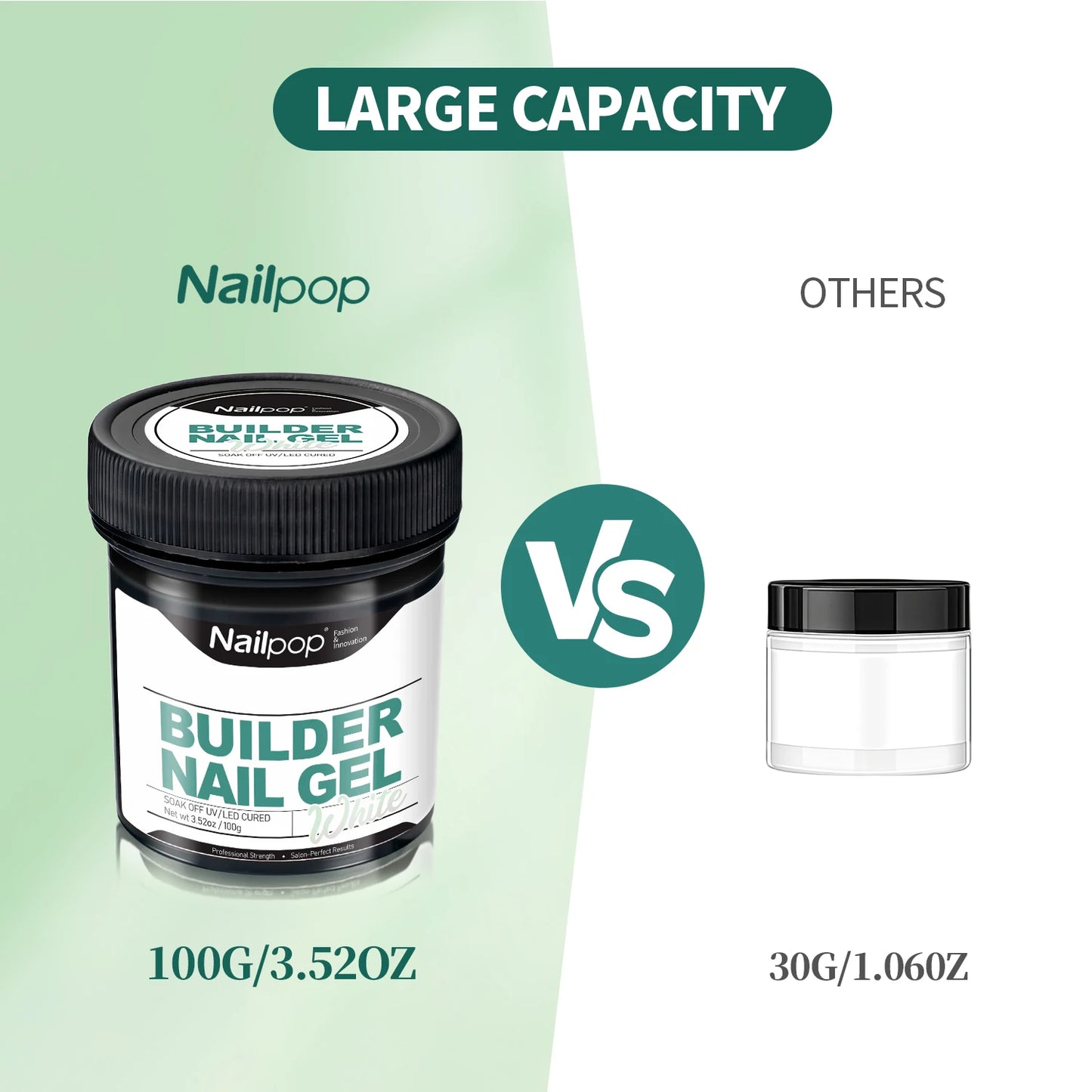 Nailpop 30/100g Hard Gel Milky Smooth UV Nail Gel for Quick Extension Long Lasting Soak Off Nail Builder Gel Nail Art Manicure