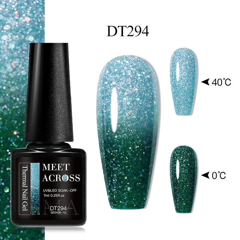 MEET ACROSS 7ml Eggshell Thermal Gel Nail Polish Temperature Changing Gradient Nail Art Varnish Winter Soak Off Gel For Nails