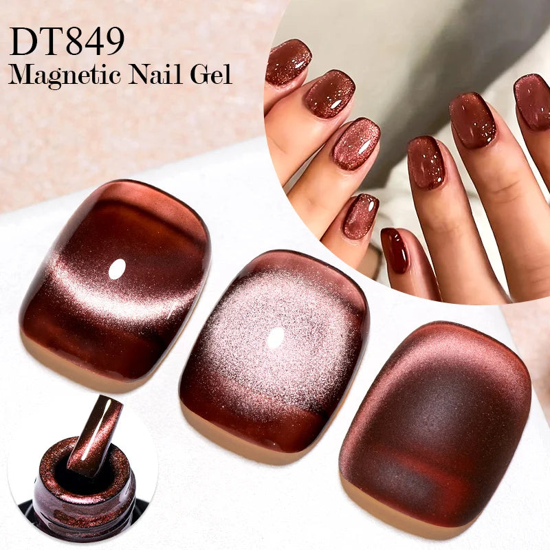 MEET ACROSS Pink Red Cat Eye Gel Nail Polish 7ml Jelly Amber Cat Magnetic Gel Nail Soak Off UV LED Semi Permanent Gel Nail Art