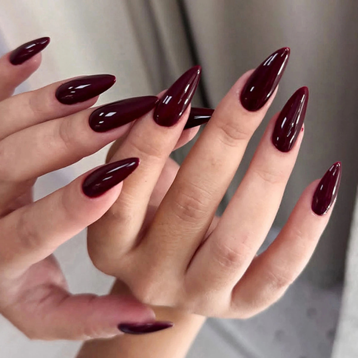 Wine Red Long Stiletto Fake Nails for Halloween Party Full Cover Press On Nail Spicy Girls Charm Manicure Daily False Nail 24Pcs