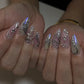 24pcs Sliver Spider Design Fake Nail Halloween Gothic Punk False Nail Tips Wearable European Heavy Metal Almond Press on Nails