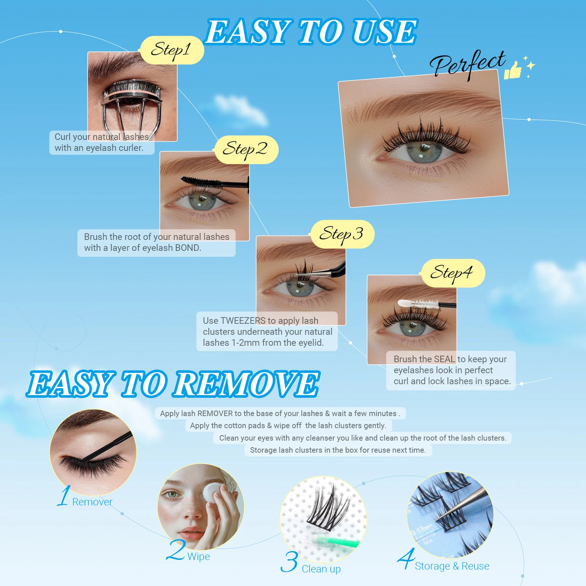 NAGARAKU DIY Cluster Lashes 'Cloud Series' New Trend Shape At-Home Full Volume Easy to Apply Cosplay