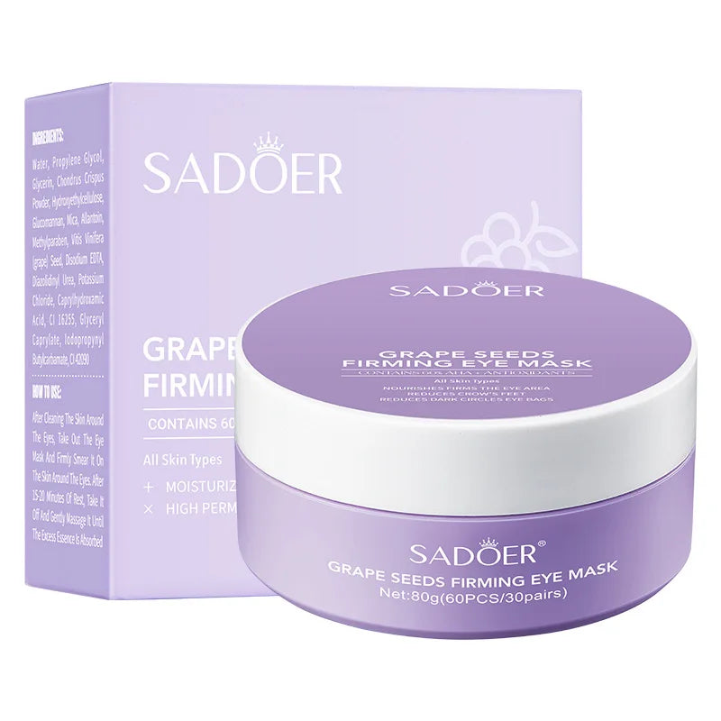 60pcs SADOER Grape Eye Mask Anti Dark Circles Removal Eyes Bags Moisturizing Firming Eye Patches Eyes Skin Care Products
