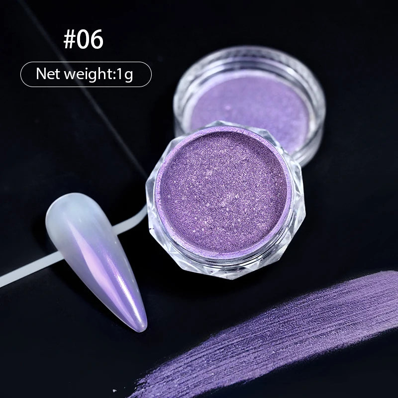 NICOLE DIARY 5g Aurora Pearl White Pink Nail Powder Pigments Metallic Rubbing Dust Moonlight Effect Nail Arts Decoration
