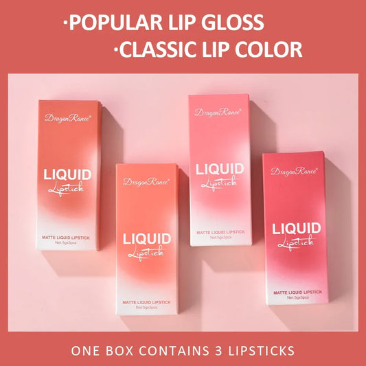 3-PCS Liquid Lipsticks Set – Long-Lasting Matte Lipsticks, Waterproof, Korean Beauty Cosmetics Makeup for Women