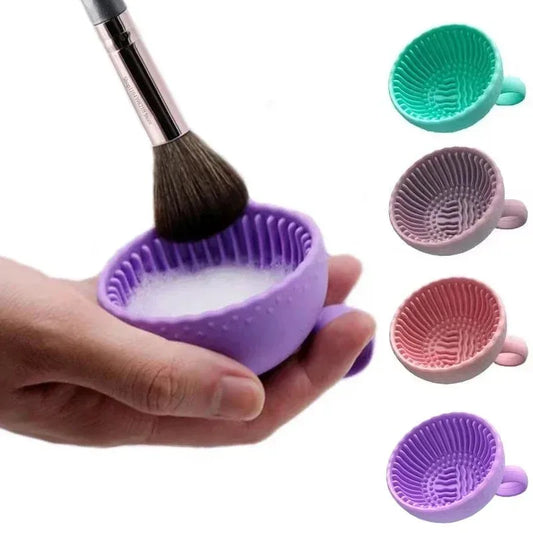 Soft Silicone Makeup Brush Cleaner Folding Powder Puff Cleaning Bowl Eyeshadow Brush Cleaning Pad Beauty Tools Portable Washing