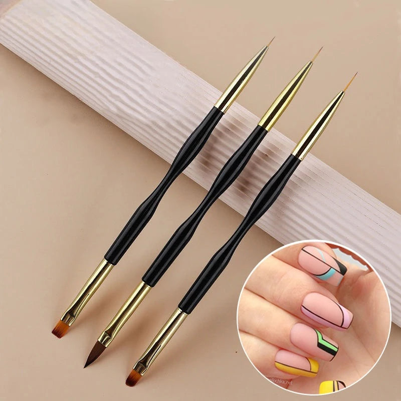 French Stripe Nail Art Liner Brush Set Tips Ultra-thin Line Drawing Pen Dual End UV Gel Painting Brushes Manicure Tools