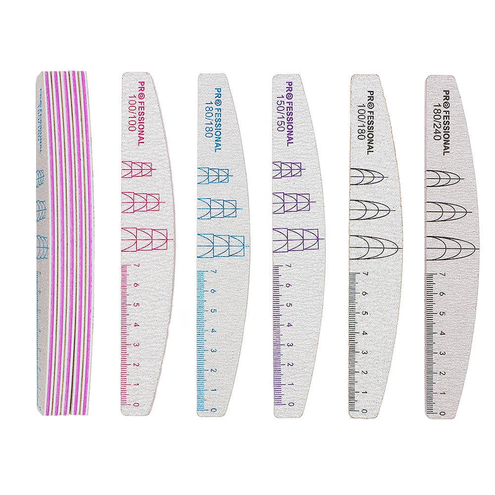 5/10 Pcs Double Sided Nail Art File Set With Scale Grey Sandpaper Nail Stylist Supplies Manicure Products Sand Nails Salon Tools