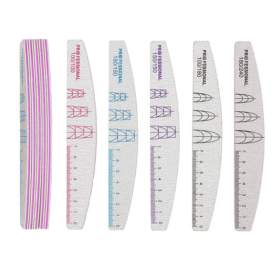 5/10 Pcs Double Sided Nail Art File Set With Scale Grey Sandpaper Nail Stylist Supplies Manicure Products Sand Nails Salon Tools