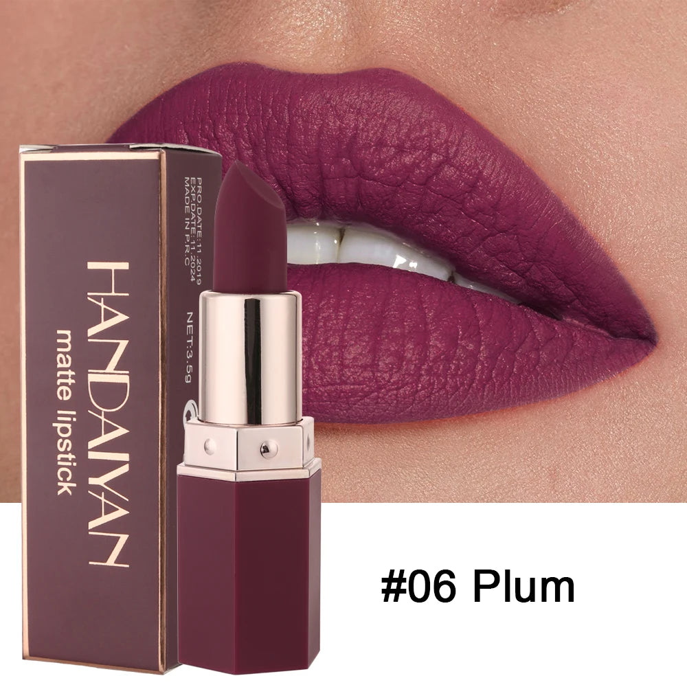 HANDAIYAN Moisturizing Long-Lasting Matte Lipstick 6-Color Set – Elegant Nude Shades, Show Your Temperament, Cosmetic Lipsticks