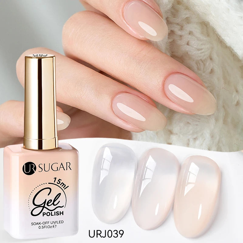 UR SUGAR 15ml Jelly Nude Gel Nail Polish Light Pink Translucent Color Soak Off UV LED Gel Varnish Nail Art DIY Fashion Manicure