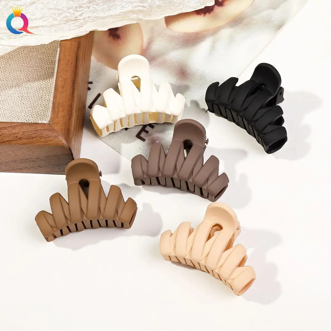5 Pcs Small Flower Hair Claw Clips for Women Girls,Matte Rectange Jaw Clips,Semicircle Barrettes for Thin Hair