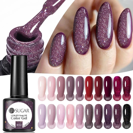 UR SUGAR 7/7.5ml Nude Glitter Color Nail Gel Polish Semi-permanent Varnish Soak Off Nail Art Base Top Coat UV LED Gel Manicure