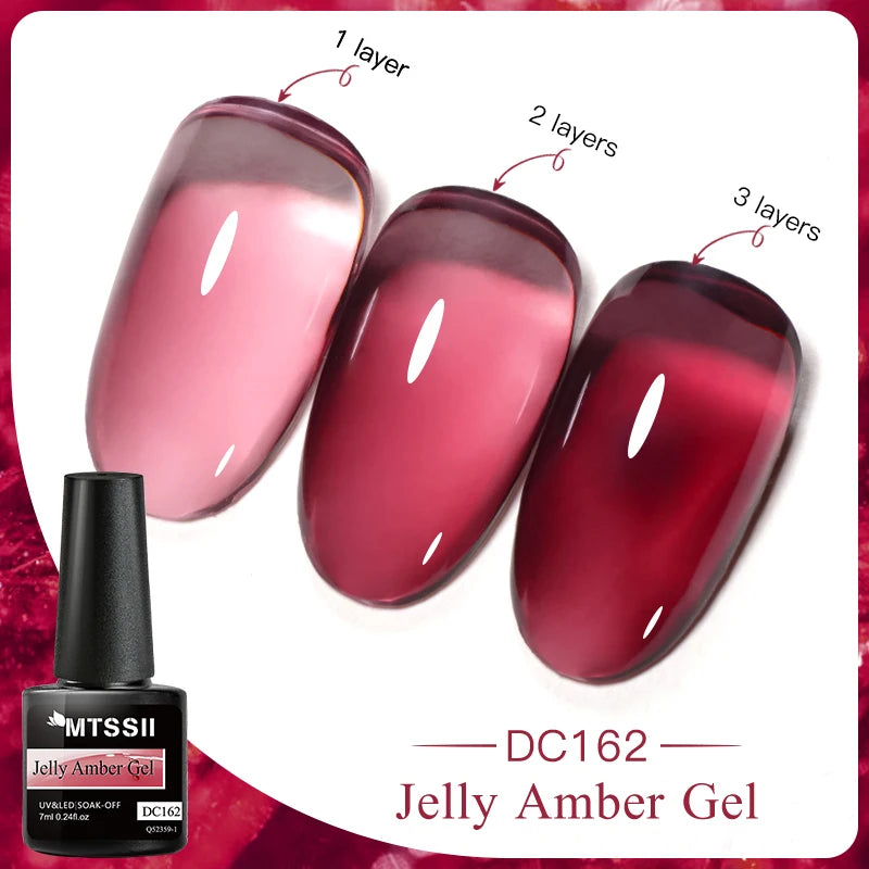 7ML Jelly Gel Nail Polish Black Crystal Translucent Dull Color Nail Art Gel Semi Permanent Varnish Soak Off UV LED Gel Polish