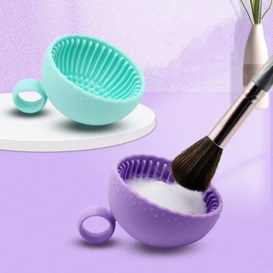 1pc Quick Clean Makeup Brush Cleaner Silicone Scrubber Box Beauty Egg Powder Puff Non-slip Deep Cleaning Bowl Clean Mat Tools