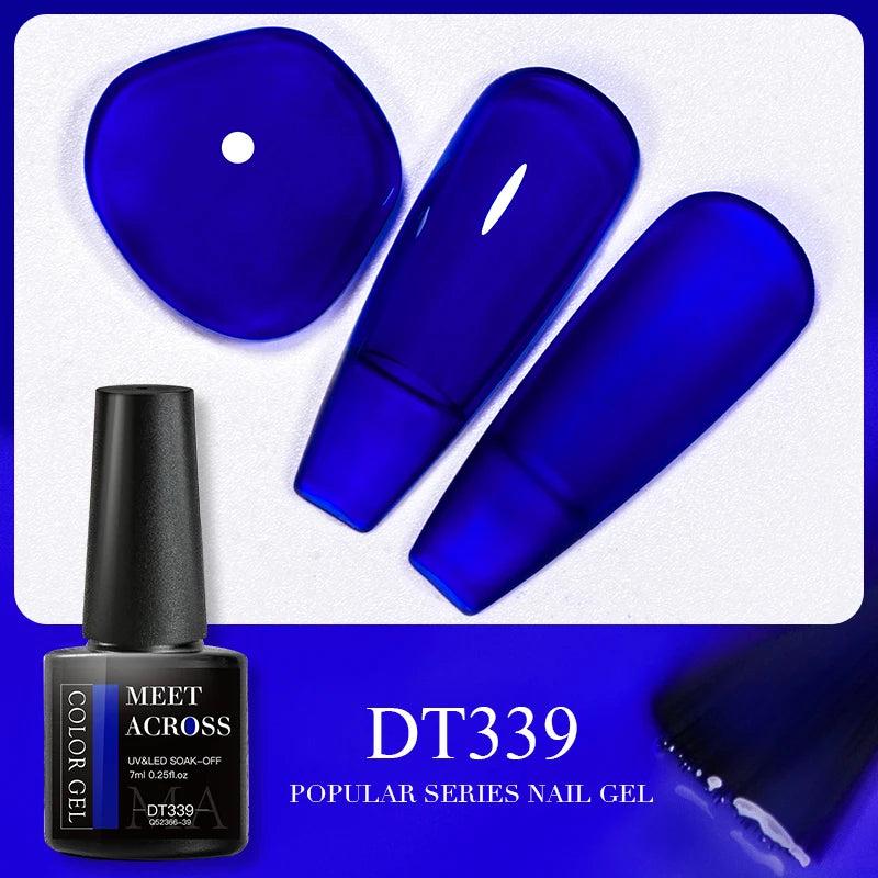 MEET ACROSS 7ml 140 Colors Glitter Gel Nail Polish Fluorescent Laser Semi Permanent Soak Off Nail Art UV Gel Varnish Manicure