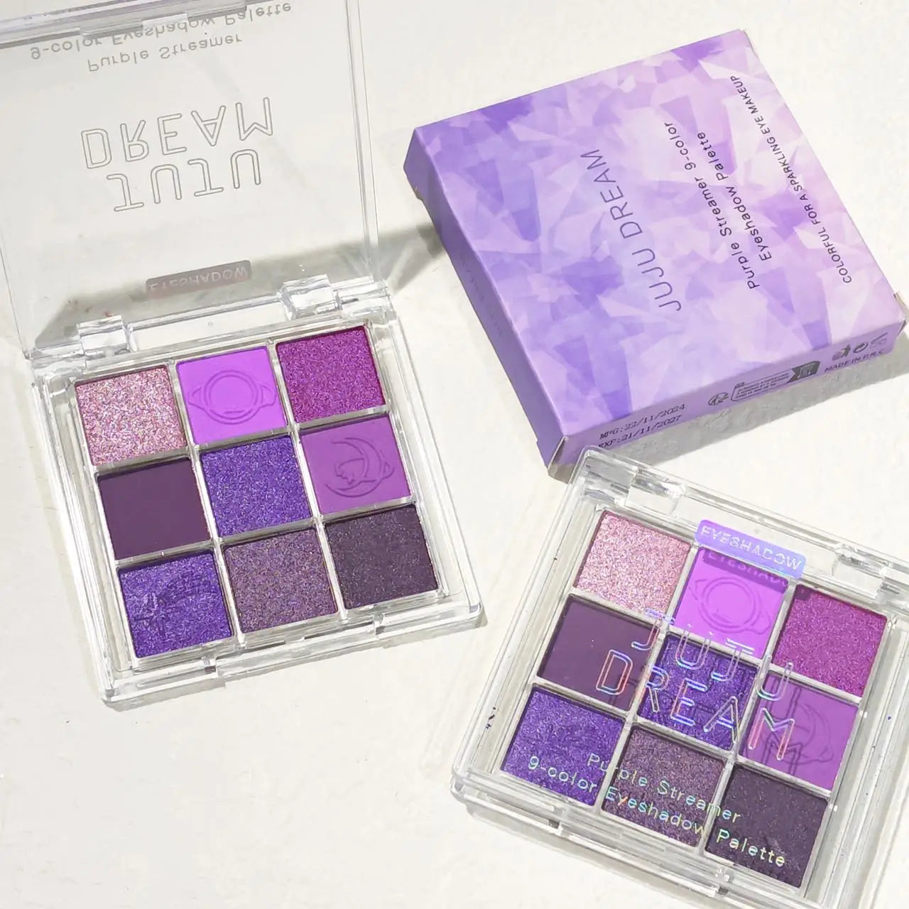 Purple tassel nine-color eyeshadow, smoked violet makeup, pearlescent matte, nine-square grid color eyeshadow palette