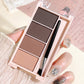 A set of 4-color eyebrow powder trays with brushes in gray and brown matte tones for long-lasting color rendering, filling and s