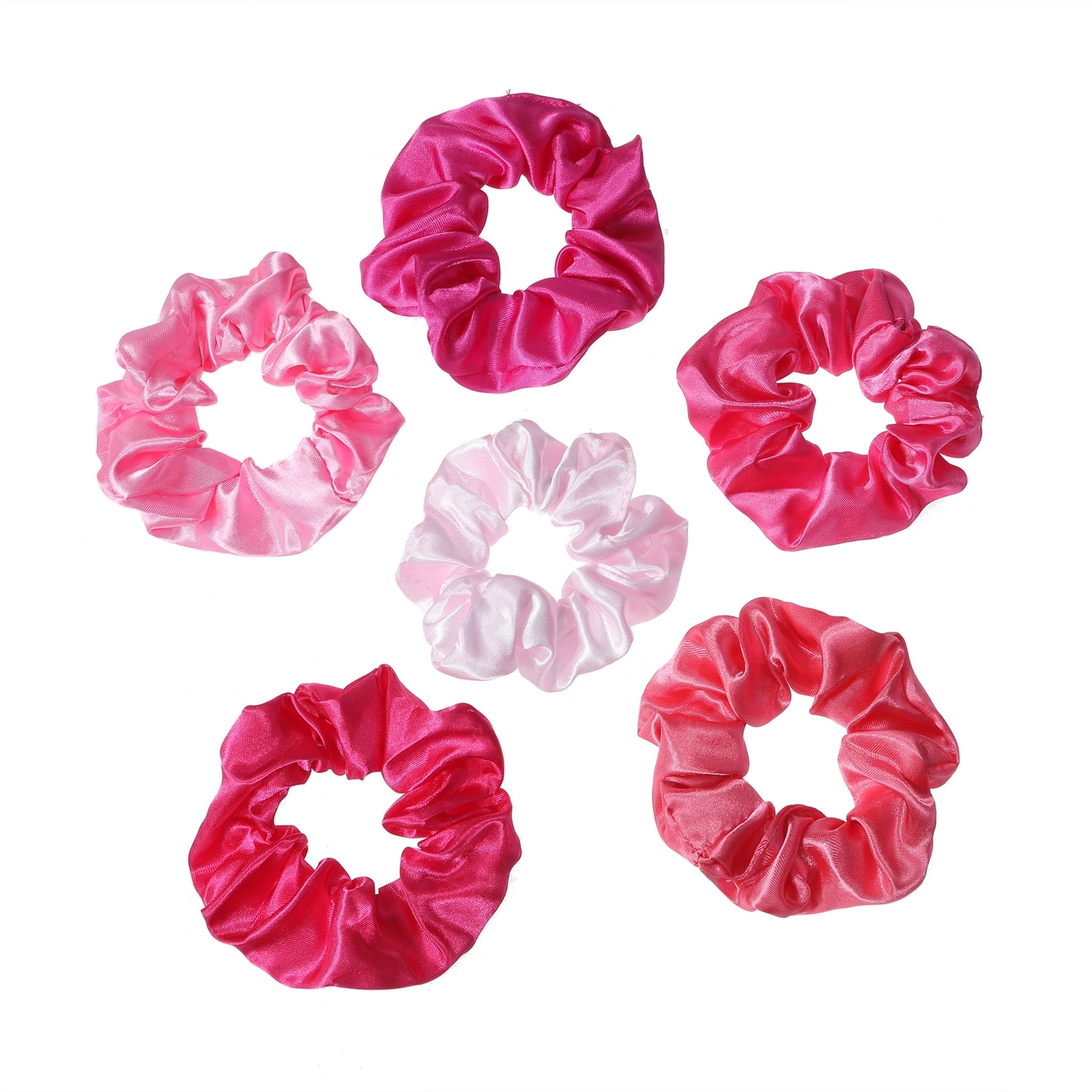 6-Piece Women's Pure Color Satin Large Scrunchie Daily Simple Atmospheric Set