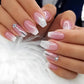 24Pcs Short Square Coffin False Nails Square Fake Nails with Glue French Glitter Wearable Acrylic Nails Set Press on Nail Tips